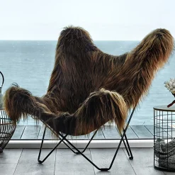 Butterfly Chair, Long Sheepskin - Brown