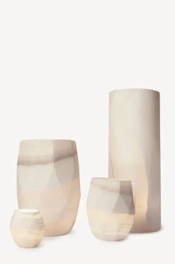 Marbled Alabaster Candleholder - XL Cylinder