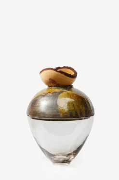 Stacking Vessel - Butterfly, Olive Raku