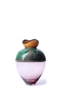 Stacking Vessel - Butterfly, Turquoise Raku