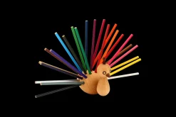 Wooden Peacock with color pencils